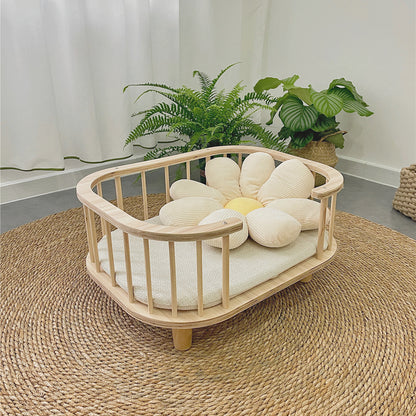 Solid wood pet dog bed cat bed off the ground breathable four seasons universal moisture-proof removable pet nest medium and small dog bed