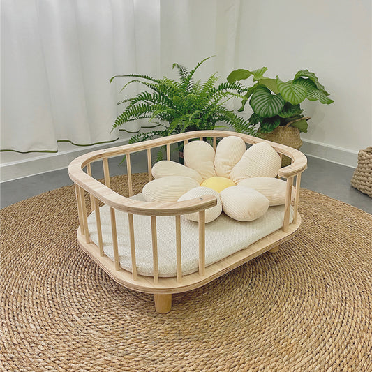 Solid wood pet dog bed cat bed off the ground breathable four seasons universal moisture-proof removable pet nest medium and small dog bed