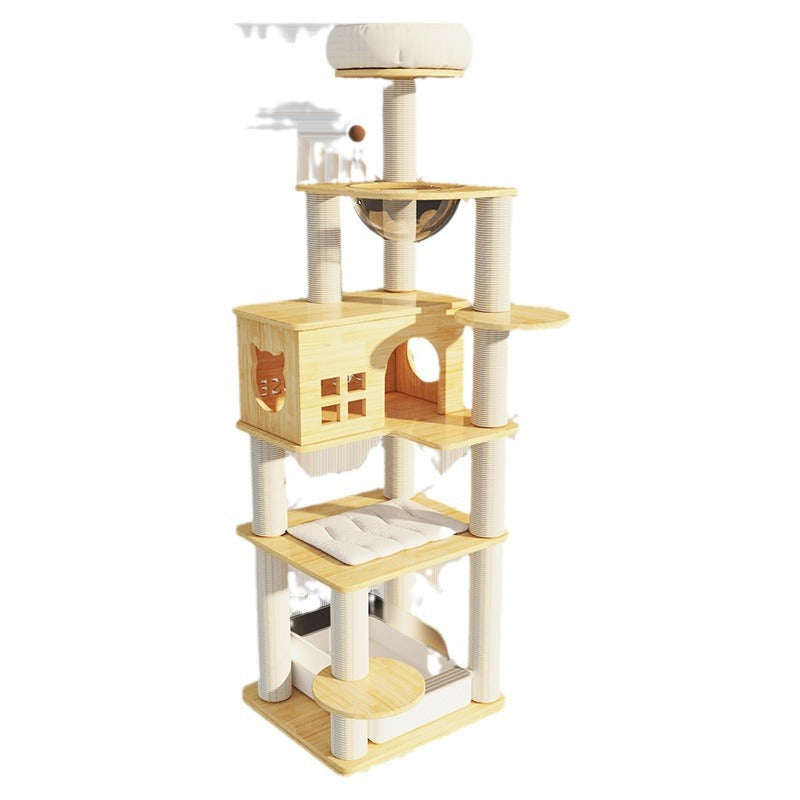 Large solid wood cat climbing frame cat nest simple and integrated four-season universal cat shelf cat jumping platform cat scratching board cat supplies