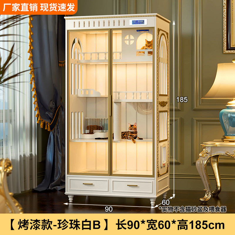 Luxury solid wood new cat villa large space cat cage household cat house cat cabinet opposite door cat villa