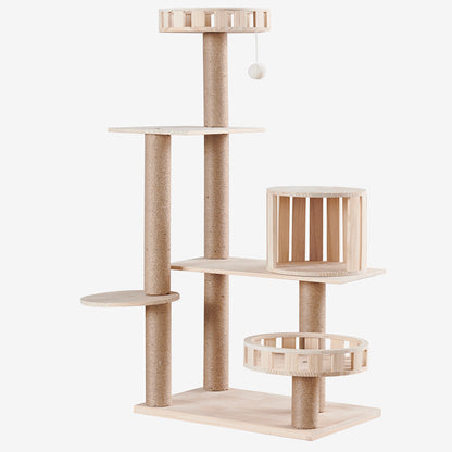 Wholesale Solid Wood Cat Climbing Frame Cat Jumping Platform Cat Scratch Post Resistant Scratch Hemp Pillar Cat Ball Pet Toys