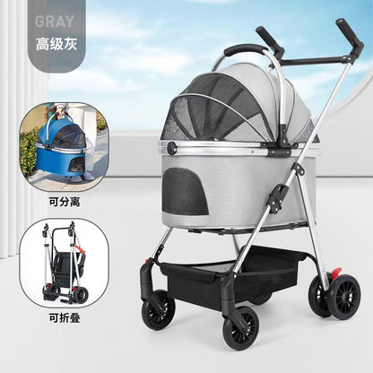 Wholesale medium and large dog pet cart dog cat teddy baby cart out small pet cart lightweight foldable