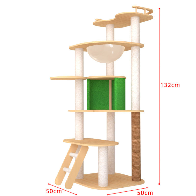 Wholesale cat climbing frame imitation solid wood large cat jumping platform space capsule cat nest cat tree integrated cat scratching board