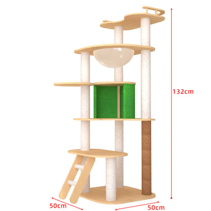 Wholesale cat climbing frame imitation solid wood large cat jumping platform space capsule cat nest cat tree integrated cat scratching board