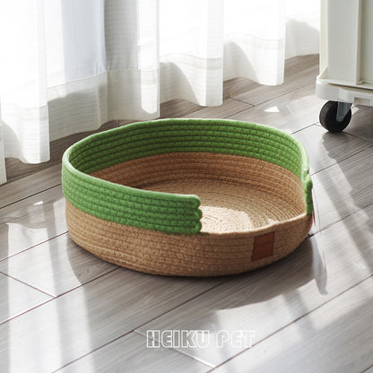 Cat nest cat scratching board integrated cat round cushion cotton thread cat claw nest claw grinder toy cat scratching blanket does not drop debris