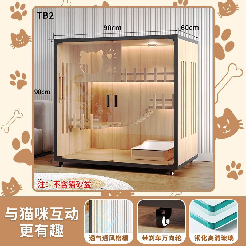 Cat Villa Wooden Cat Cage Household Indoor Double-layer Cat Cabinet Three-layer Cat House Pet Cabinet Cat Nest Cat House