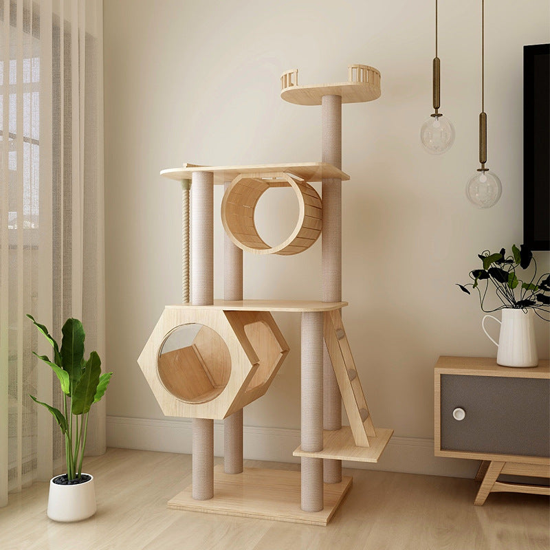 Large cat frame Cat climbing frame Wholesale Solid wood cat nest Jump platform Space capsule Original luxury cat rack Integrated type