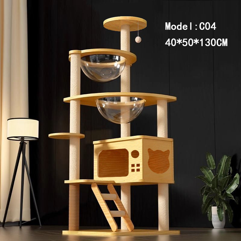 Wholesale cat climbing frame cat nest cat tree integrated factory direct sales cat scratching board solid wood large cat jumping platform column