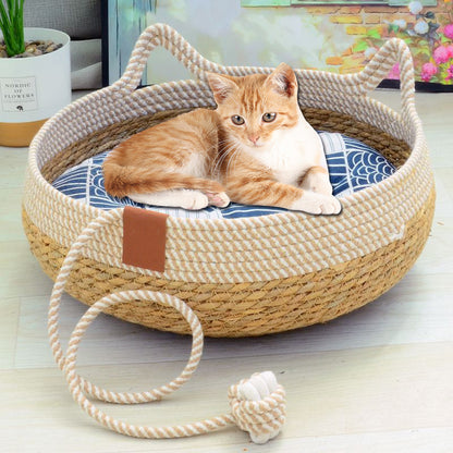 Super big cat litter universal summer cool nest rattan basket cat scratching board integrated Internet celebrity kitten summer cat litter