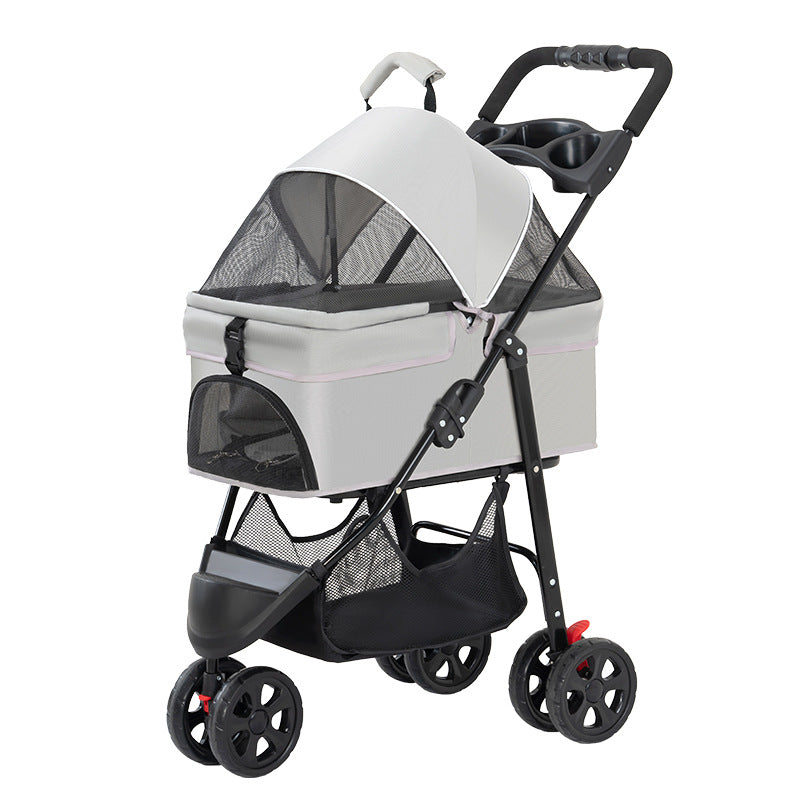 Wholesale Pet Cart Dog Cat Teddy Baby Cart Out Small Three Wheeled Pet Cart Lightweight Foldable Outdoor