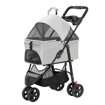 Wholesale Pet Cart Dog Cat Teddy Baby Cart Out Small Three Wheeled Pet Cart Lightweight Foldable Outdoor