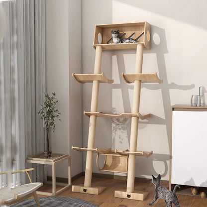 Cat climbing frame Leaning tower Cat frame Cat jumping platform Space capsule Cat tower Solid wood against the wall Cat climbing frame Cat nest Cat tree integrated