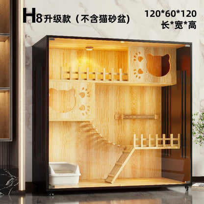 Wooden cat villa on the second and third floors of the super large cat cage cat house cat house home indoor cat house cat kennel pet cabinet