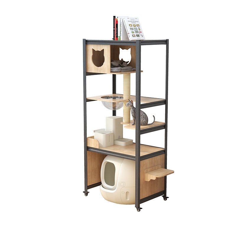 Large cat climbing frame cat climbing cabinet  cat shelf cat toilet  integrated solid wood cat frame multi-layer