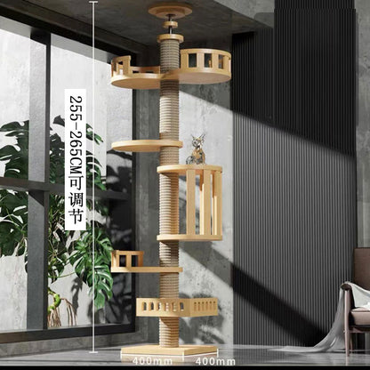 Wholesale Tongtian Post Cat Climbing Frame Cat Toy Cat Scratch Board Factory Solid Wood Bold and Firm Top-notch Cat Scratch Post