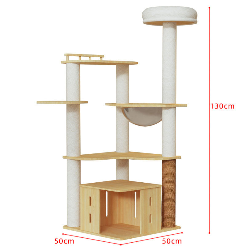 Wholesale cat climbing frame imitation solid wood large cat jumping platform space capsule cat nest cat tree integrated cat scratching board