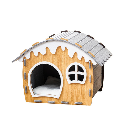 Winter warm closed cat nest security cat house felt cat scratch nest wear-resistant four-season universal scratch-resistant cat house