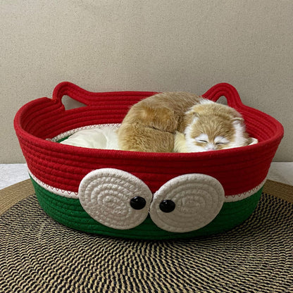 Four Seasons Universal Cat Nest Rattan Cotton Thread Cat Nest Cat Nest Cat Mat Cute Sleeping Mat Kitten Mat Pet Nest
