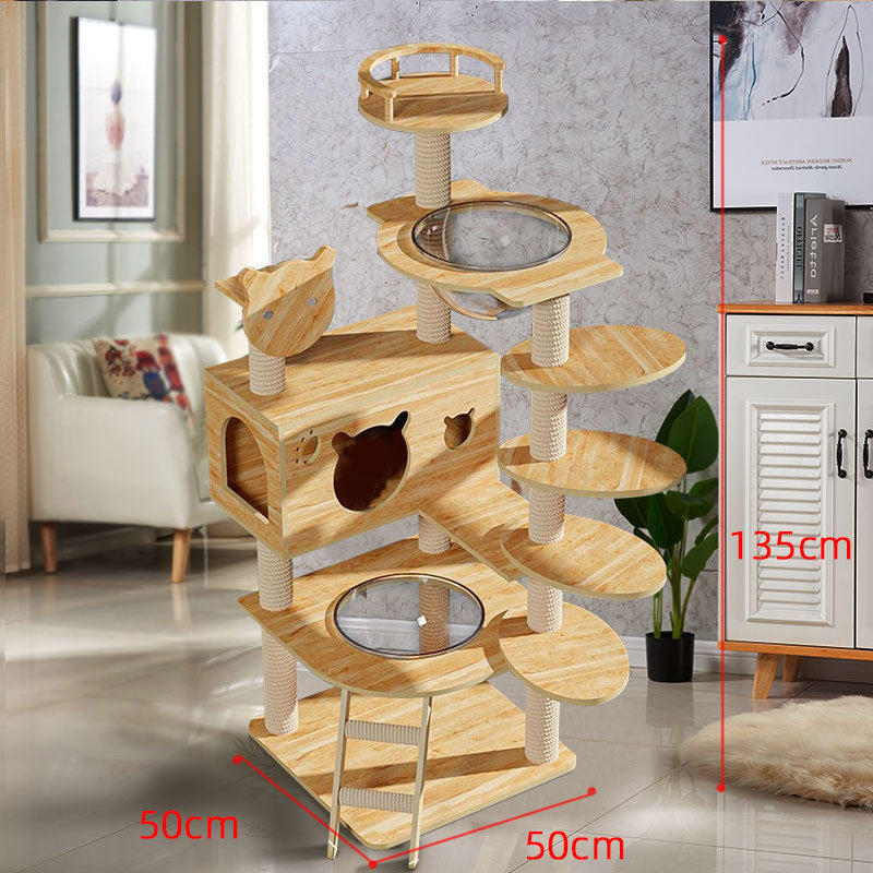 Wholesale cat climbing frame cat nest cat tree integrated factory direct sales cat scratching board solid wood large cat jumping platform column
