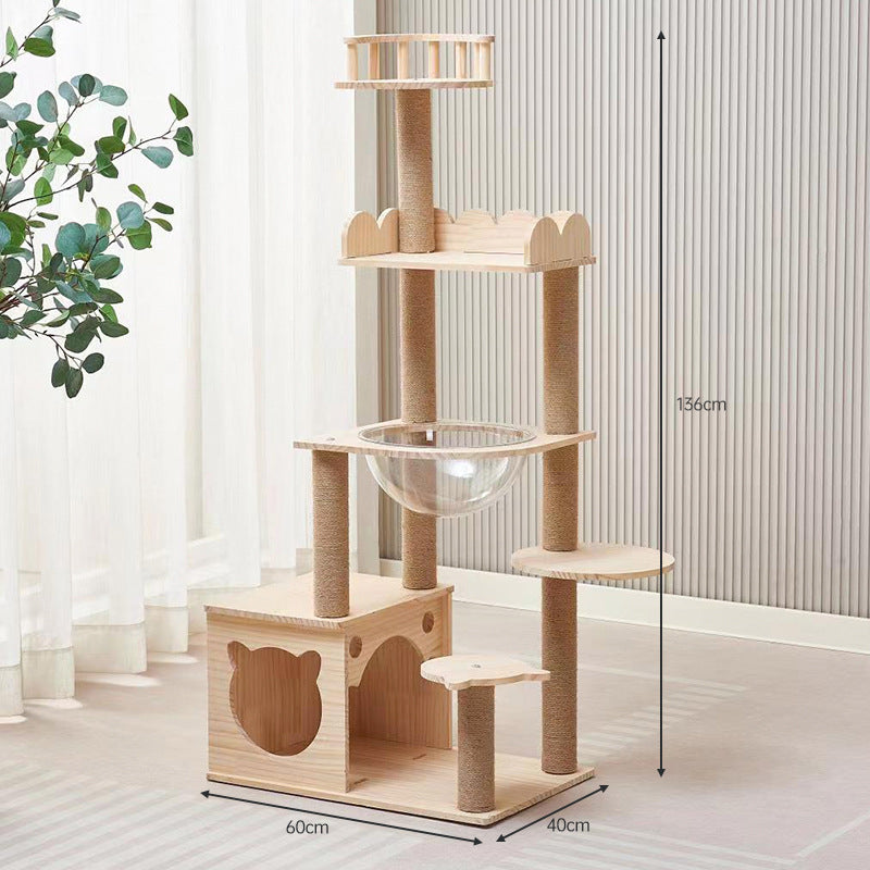 Cat climbing frame cat nest cat tree integrated household solid wood cat shelf space capsule cat nest cat observation platform cat jumping platform