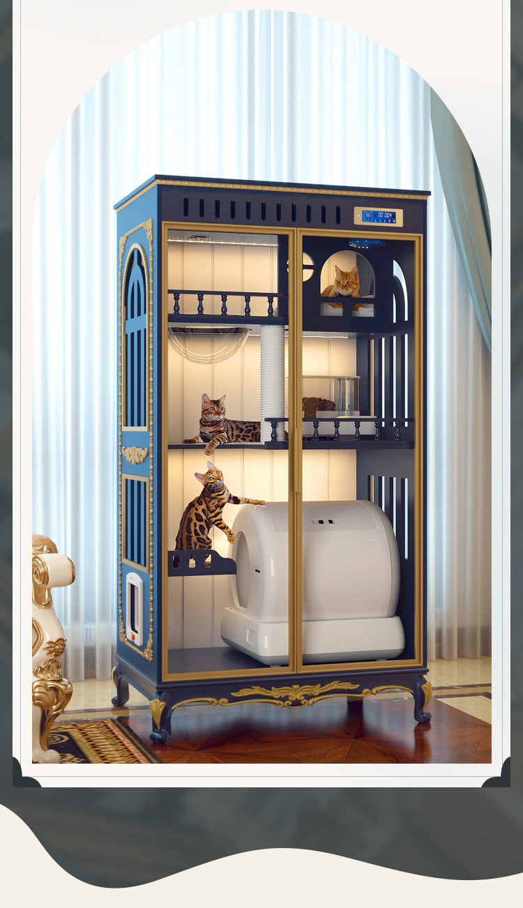 Luxury solid wood new cat villa large space cat cage household cat house cat cabinet opposite door cat villa