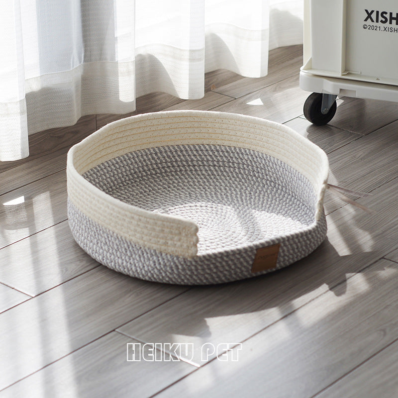 Cat nest cat scratching board integrated cat round cushion cotton thread cat claw nest claw grinder toy cat scratching blanket does not drop debris