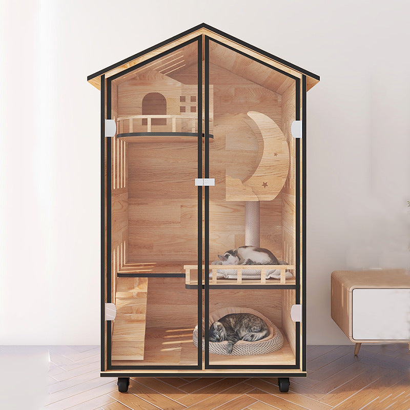 Cat villa solid wood household cat cabinet cat house breeding cage double layer cat cage wholesale oversized cat house cat nest