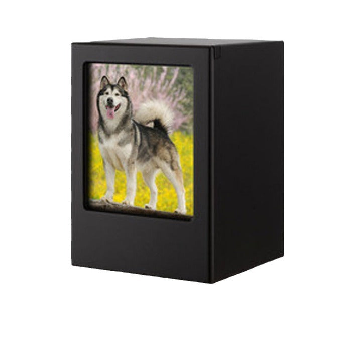 Pet urn Wooden black Photo-friendly Pet wooden urn Engraving and nameplate