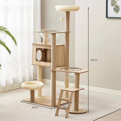 Cat climbing frame cat nest cat tree integrated household solid wood cat shelf space capsule cat nest cat observation platform cat jumping platform