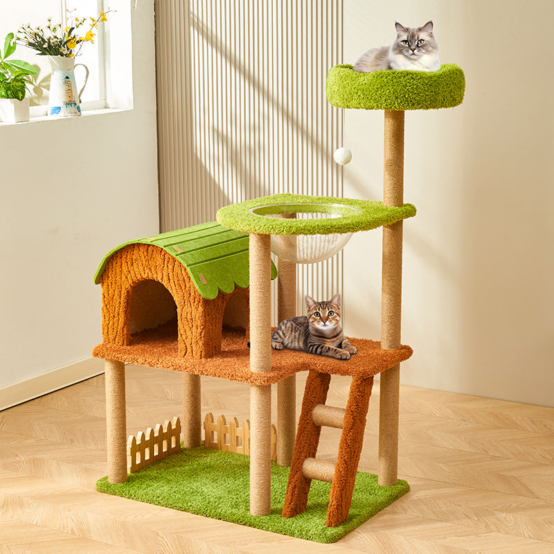 Cat climbing frame Four seasons universal cat nest integrated cat shelf Small ladder Space capsule nest Sisal scratching column Cat toy