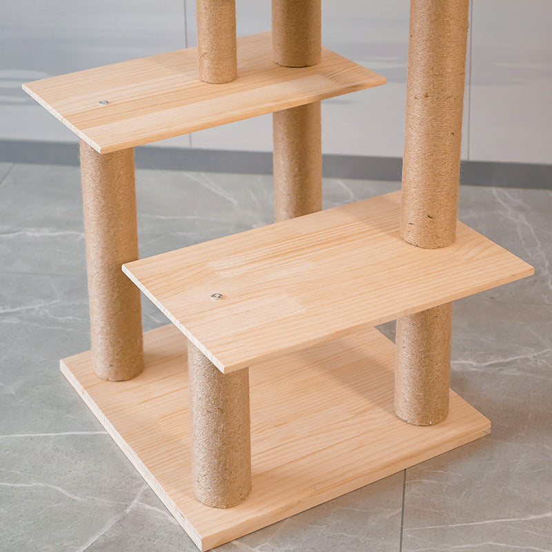 Wholesale Solid Wood Cat Climbing Frame Cat Scratch Post Large Cat Nest Cat Tree Six Layers Cat Jumping Platform Pine