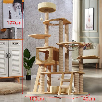 Wholesale cat climbing frame cat nest cat tree integrated factory direct sales cat scratching board solid wood large cat jumping platform column