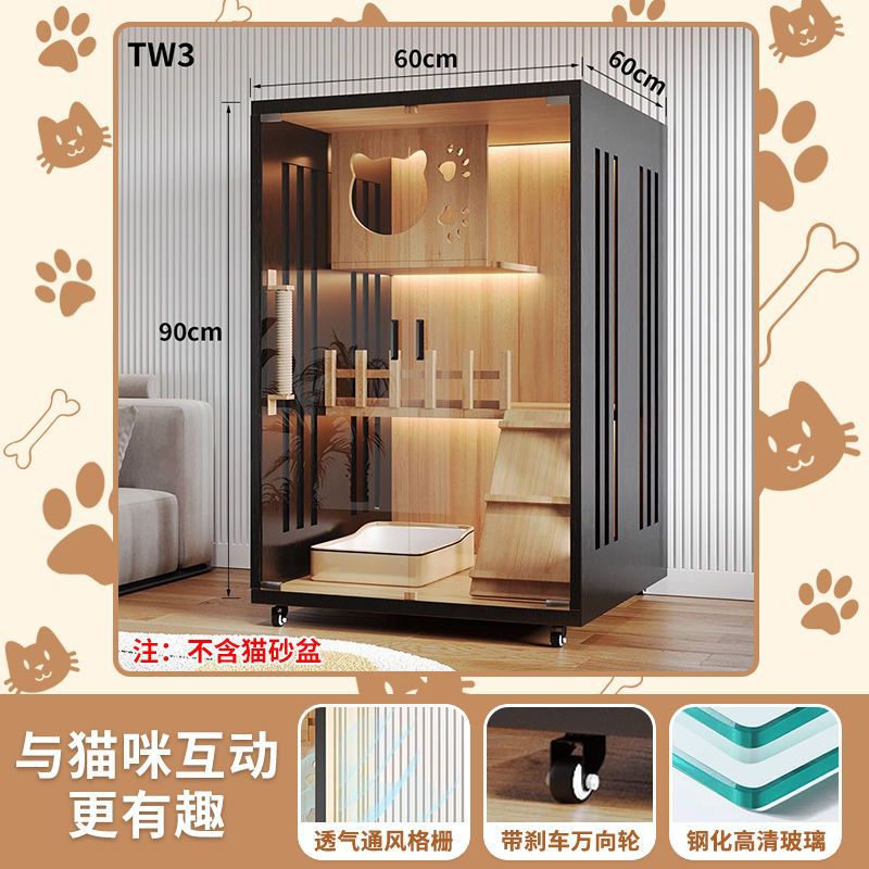 Cat Villa Wooden Cat Cage Household Indoor Double-layer Cat Cabinet Three-layer Cat House Pet Cabinet Cat Nest Cat House