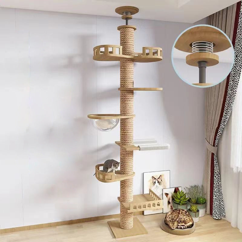 Wholesale Tongtian Post Cat Climbing Frame Cat Toy Cat Scratch Board Factory Solid Wood Bold and Firm Top-notch Cat Scratch Post