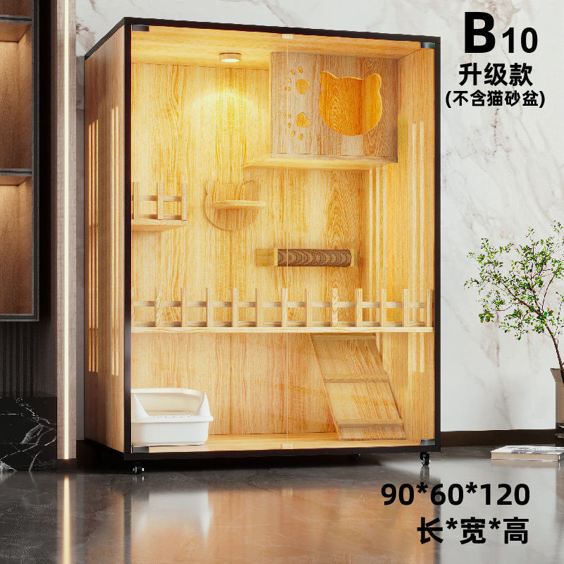 Wooden cat villa on the second and third floors of the super large cat cage cat house cat house home indoor cat house cat kennel pet cabinet
