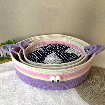 Woven cat nest, big-eyed cute pet nest, universal in all seasons, scratch-resistant and bite-resistant, washable without debris, summer cool nest, cat cat bed