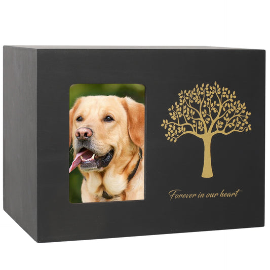 Black Tree of Life Urn Solid Wood Pet Memorial Urn Framed Dog Funeral Box