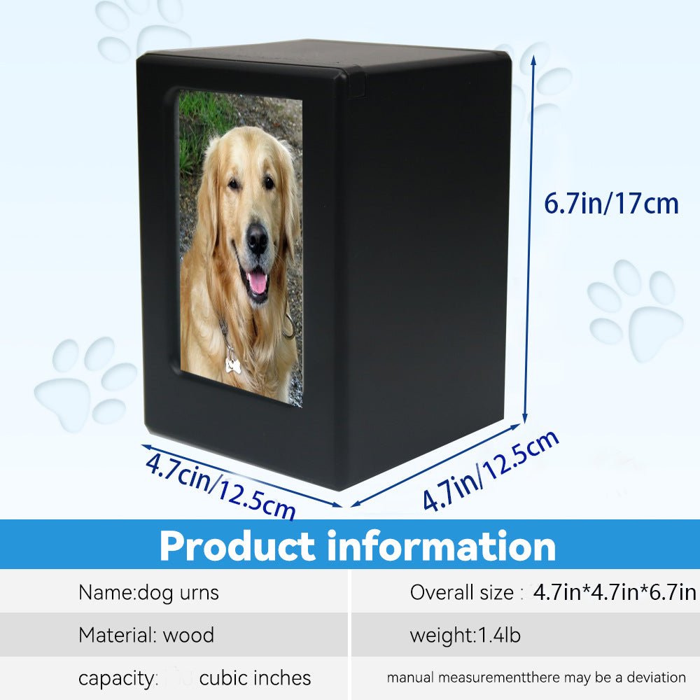 Pet urn Wooden black Photo-friendly Pet wooden urn Engraving and nameplate
