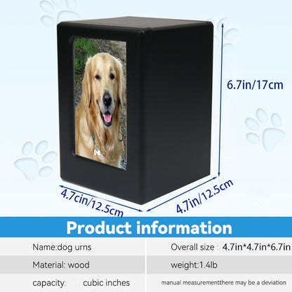 Pet urn Wooden black Photo-friendly Pet wooden urn Engraving and nameplate