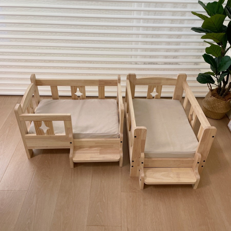 Pet wooden bed, dog wooden bed, pet dog cat wooden bed, small and medium-sized dogs, off-ground four-season wooden nest