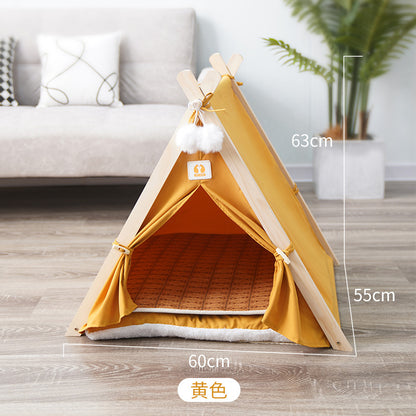 Wholesale Indoor Modern Pine Pet Tent Cat Tent Triangle Tent Cat Nest Dog Tent Cat Tent