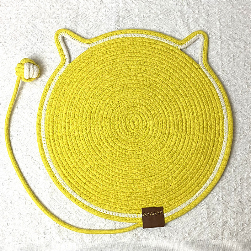 Cotton rope woven cat scratching pad, play and sleep integrated mat, wear-resistant and non-crumb cat nest, universal cat mat for all seasons