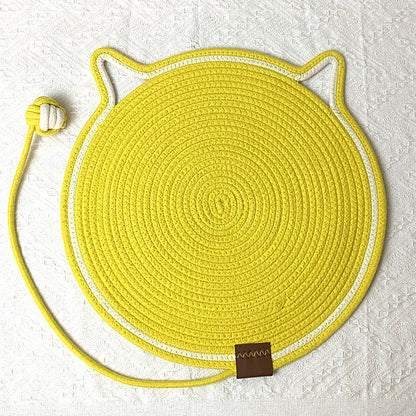 Cotton rope woven cat scratching pad, play and sleep integrated mat, wear-resistant and non-crumb cat nest, universal cat mat for all seasons