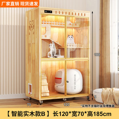 Luxury solid wood new cat villa large space cat cage household cat house cat cabinet opposite door cat villa