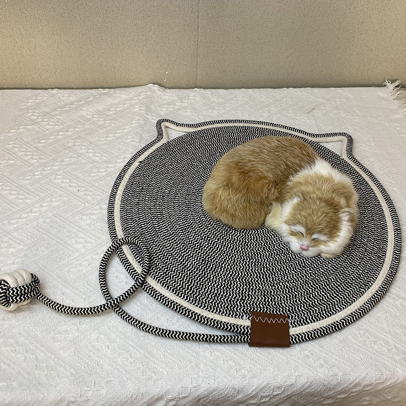 Cotton rope woven cat scratching pad, play and sleep integrated mat, wear-resistant and non-crumb cat nest, universal cat mat for all seasons
