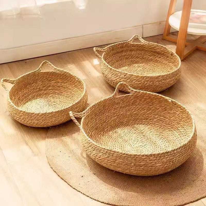 Cat nest rattan four seasons universal weaving summer cool nest cushion Internet celebrity cat scratching board integrated pet bed cat supplies