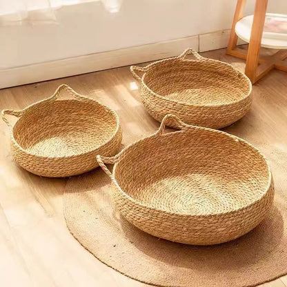 Cat nest rattan four seasons universal weaving summer cool nest cushion Internet celebrity cat scratching board integrated pet bed cat supplies