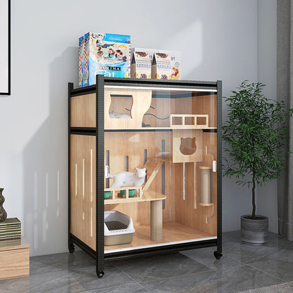 Luxury double-layer cat villa wholesale cat delivery room large space cat cage cat house solid wood cat cabinet cat cage