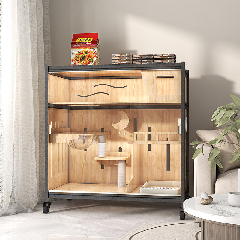 Luxury double-layer cat villa wholesale cat delivery room large space cat cage cat house solid wood cat cabinet cat cage