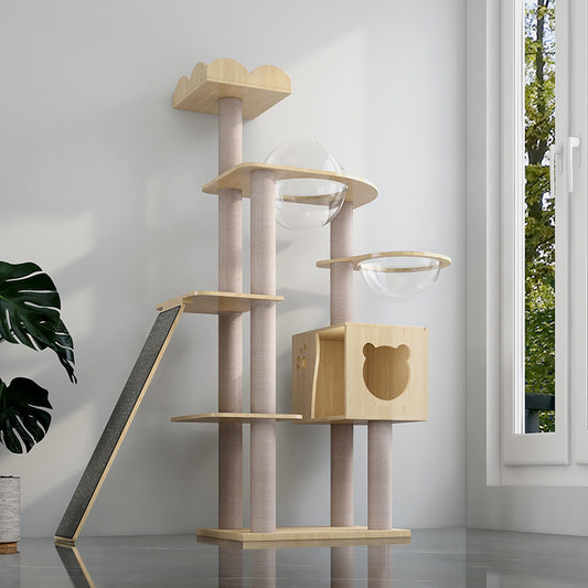 Large cat climbing frame cat frame solid wood cat tree space capsule cat nest cat rack jumping platform integrated